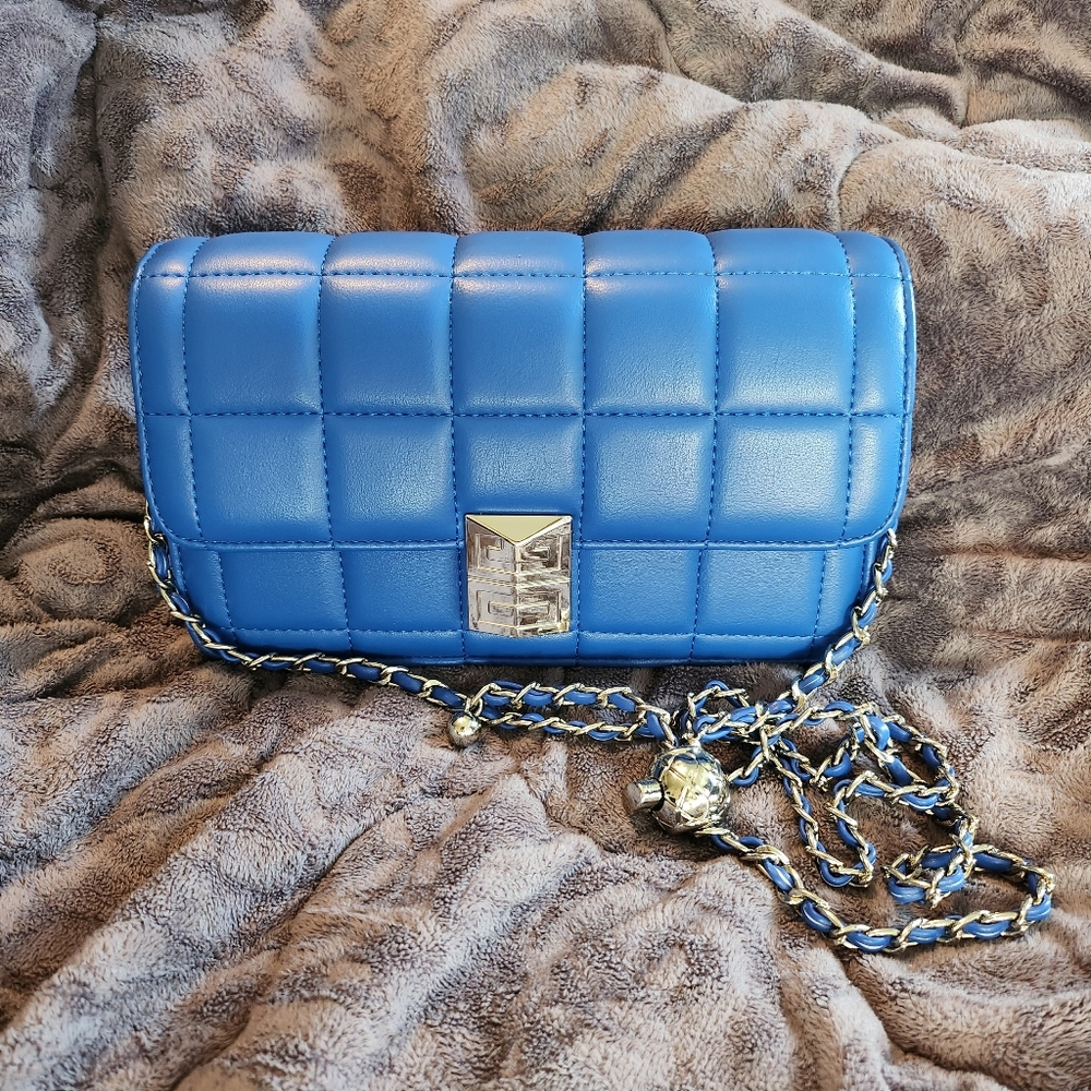Blue Quilted Crossbody